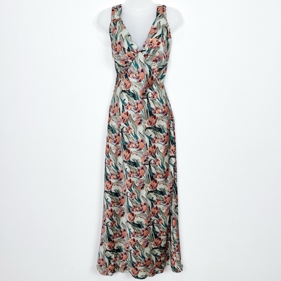 knee length dresses for ladies Baltic Born Womens Montaigne Ruffle Maxi Dress | Rose Floral